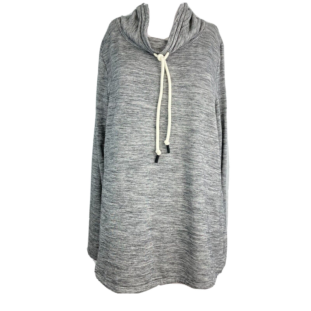 T by Talbots Sweatshirt Womens Sz M Heather Gray Drawstring Cowl Pullover Active